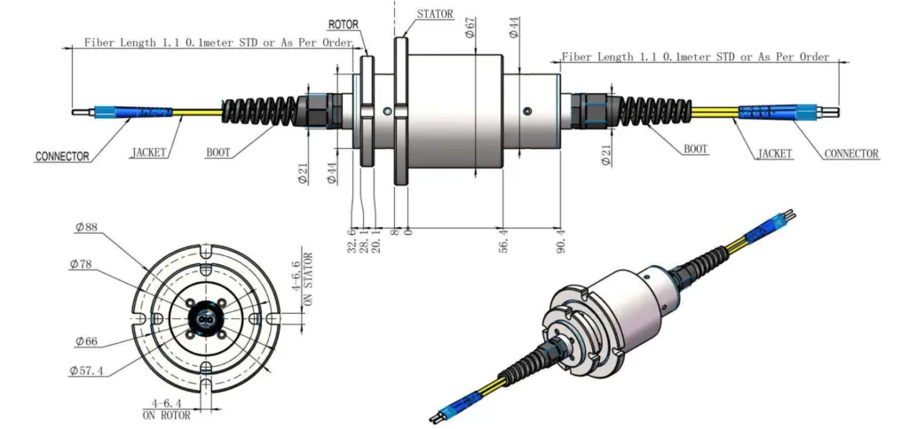 Fiber Optic Rotary Joint – WDFORJM Fiber Optic Slip Ring 2 DWFORJMA drawing