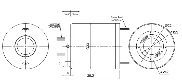 Through Bore Slip Ring – WDG1233 Series 2 WDG1233 drawing