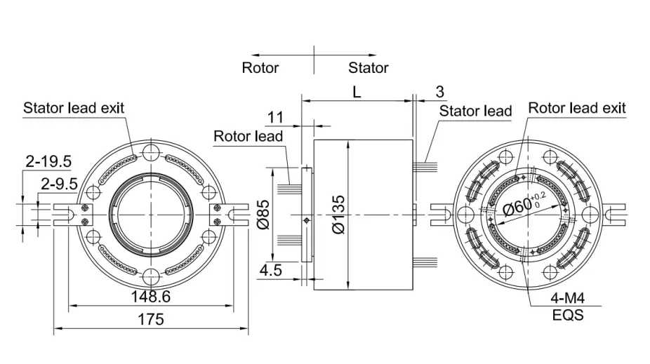 Through Bore Slip Ring – WDG60135 Series 2 WDG60135 bore slipring