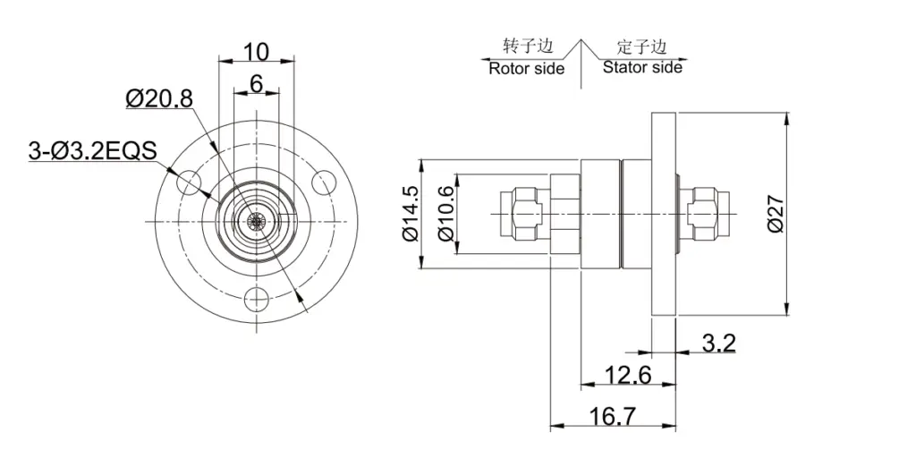 RF Rotary Joint Slip Ring WDRF-2.4-50GI-01 2 WDRF-2.4-50GI-01 drawing
