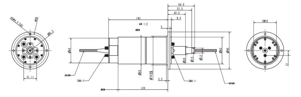 RF Rotary Joint Slip Ring WDRF-LRX-077 2 WDRF-LRX-077 drawing