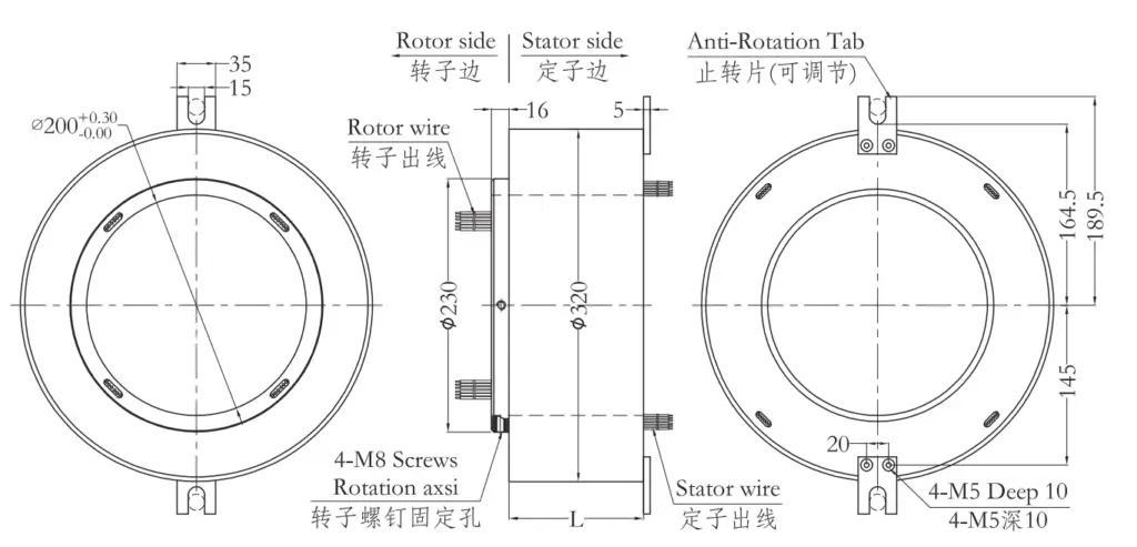 Through Bore Slip Ring – WDG200320 Series 2 draw WDG200320