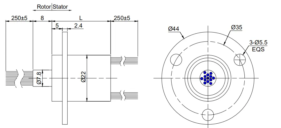WDE022 data slip ring drawing