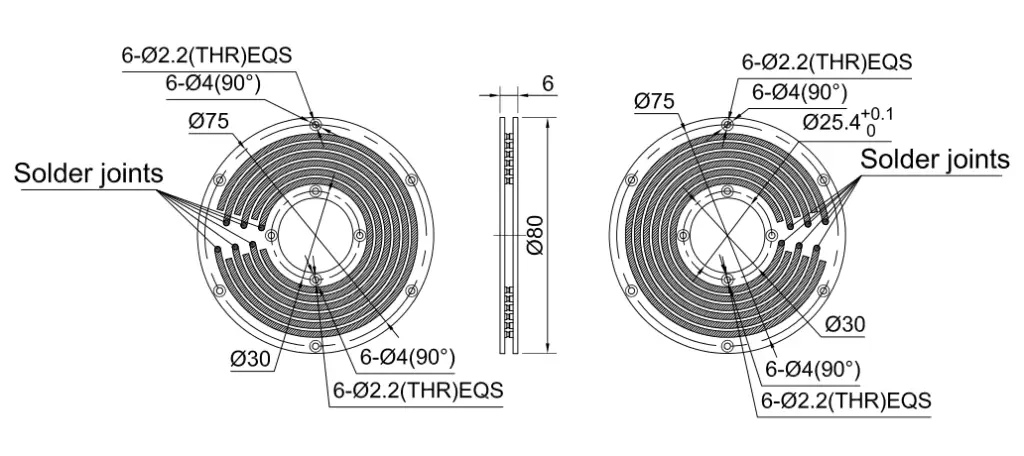 Pancake PCB slip ring – WDPC025 Flat Electrical Slip Ring 2 Drawing for PCB slip ring