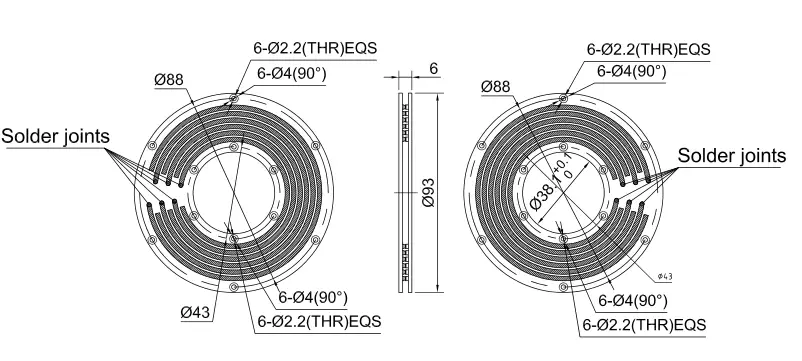 Pancake PCB slip ring – WDPC038 Flat Electrical Connector 2 WDPC038-6 waydun technology
