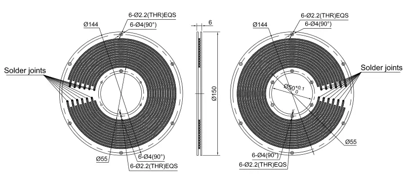 PCB Pancake slip ring – WDPC050 Flat Electrical Connector 3 WDPC050-12 slip ring draw