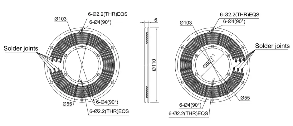 PCB Pancake slip ring – WDPC050 Flat Electrical Connector 2 WDPC050-6 slip ring draw