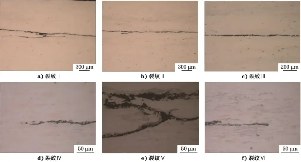 Microstructure of cracks in AgCuV alloy conductive slip ring