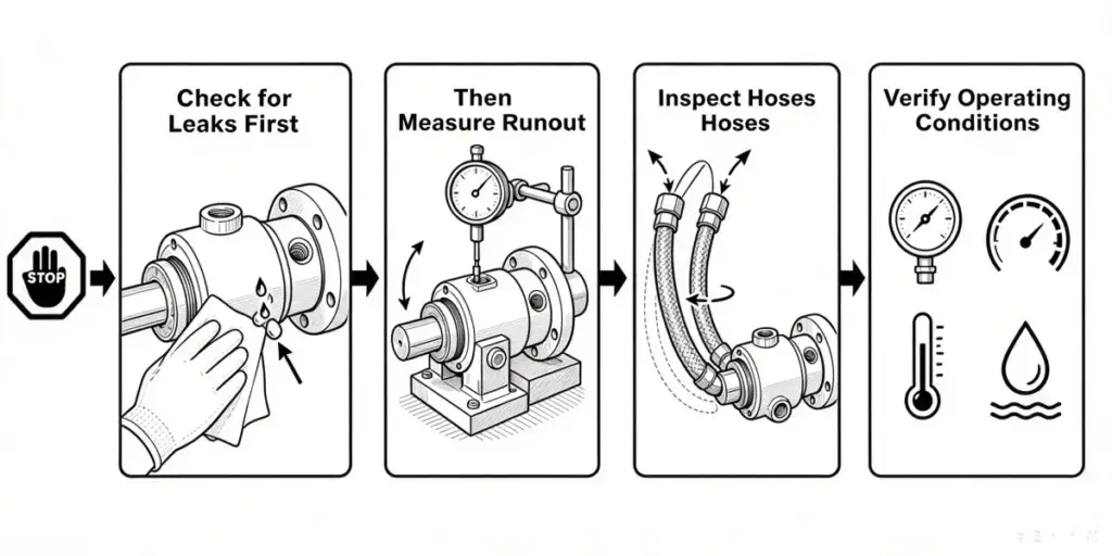 Rotary union inspection steps